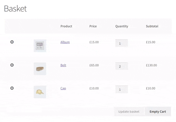 WooCommere empty the whole cart with one button click