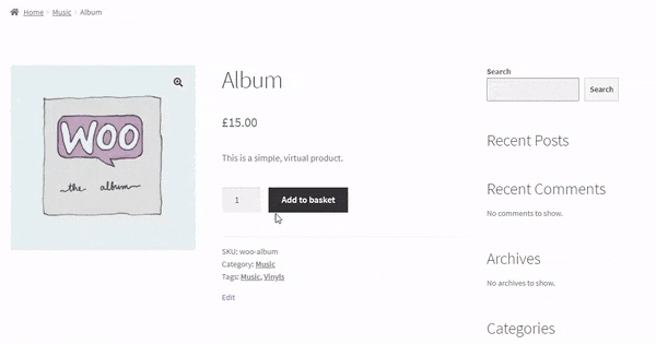 WooCommerce add to cart button text changing to adding... when clicked