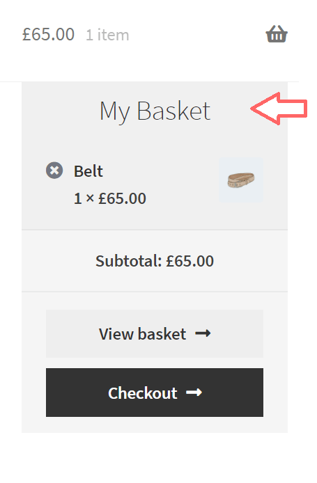 WooCommerce Minicart showing a custom title
