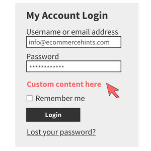 woocommerce custom content below login form fields