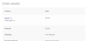 WooCommerce custom product checkbox value showing on the thank you page