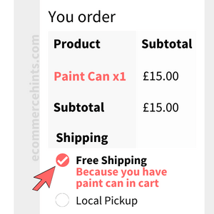 woocommerce free shipping based on products in cart