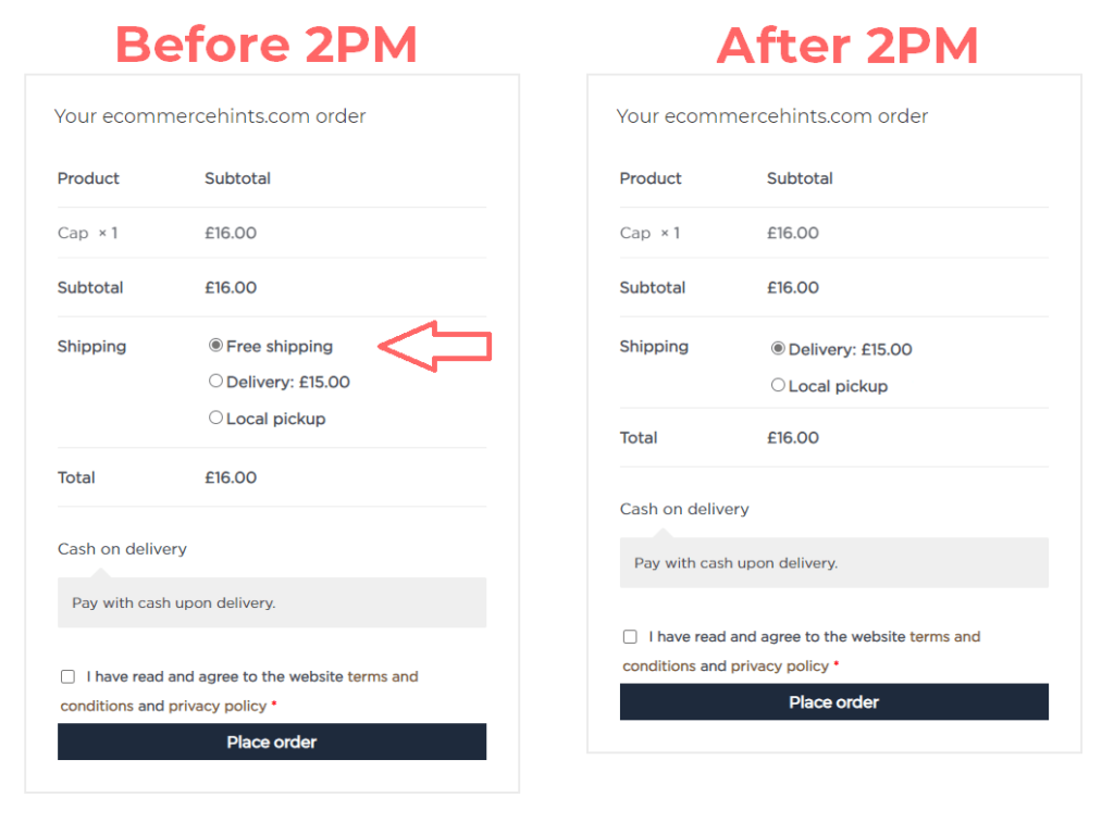 WooCommerce disabled shipping method after a specific time