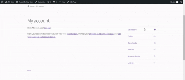 WooCommerce moving the my account navigation tabs from right side to left with CSS