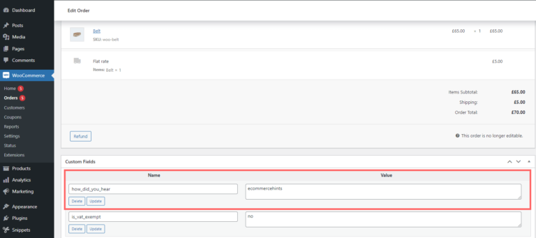 WooCommerce Order View SHowing Saved Meta from checkout select field