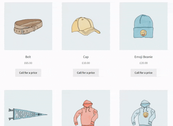 WooCommerce product archive loop items and single product template showing call for a price button instead of add to cart button