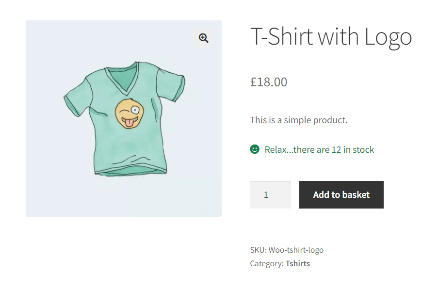 WooCommerce product page showing custom stock quantity prefix