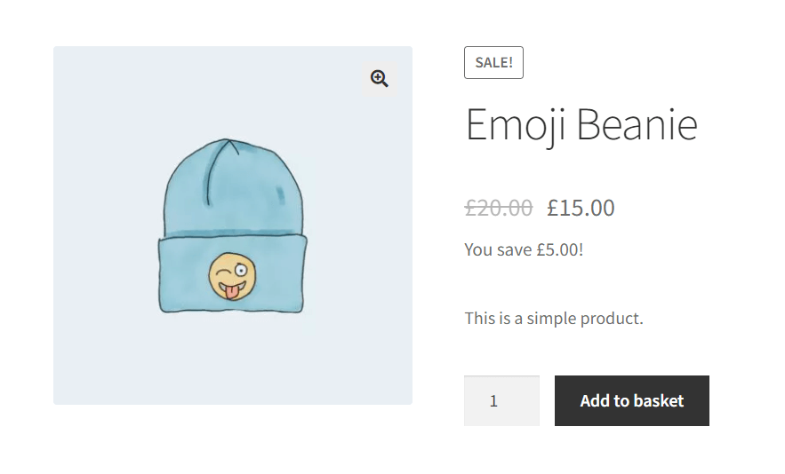 WooCommerce sale product showing fixed amount savings