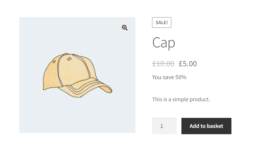 WooCommerce sale product showing percentage saving