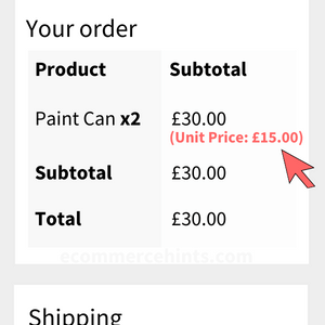 woocommerce show product price per unit
