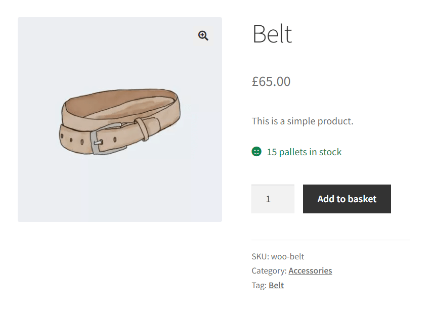 WooCommerce product page showing custom content as a suffix