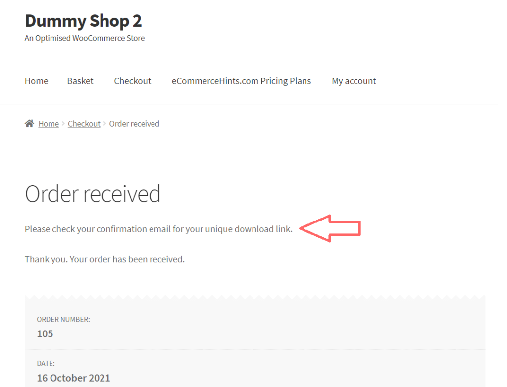 WooCommerce Order Received Thank You page custom content showing under the title