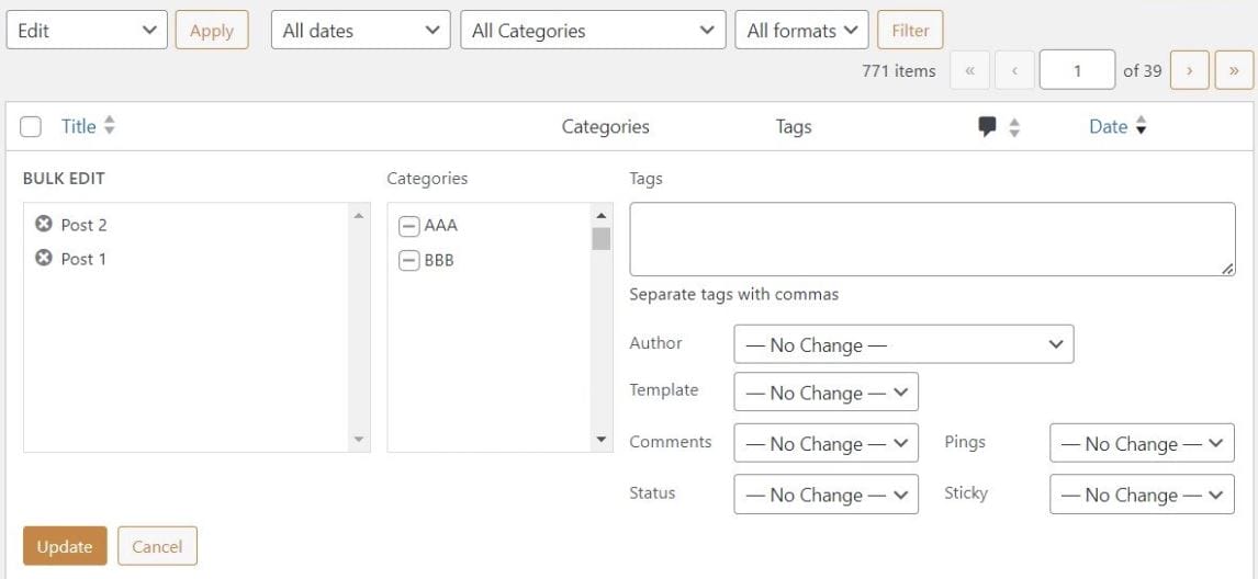 Bulk Editing Posts Bulk Editing Posts