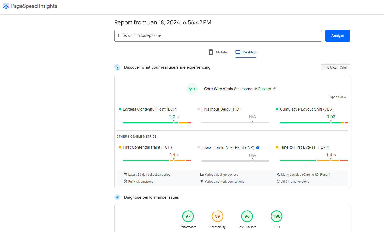 Dive into Technical SEO: Uncovering 9 WordPress Technical SEO Pain Points 11 Page speed insight