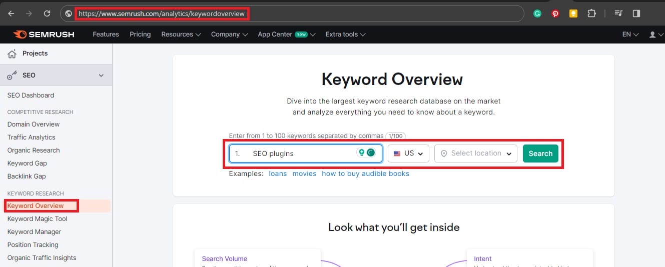Semrush Keyword Overview Tool