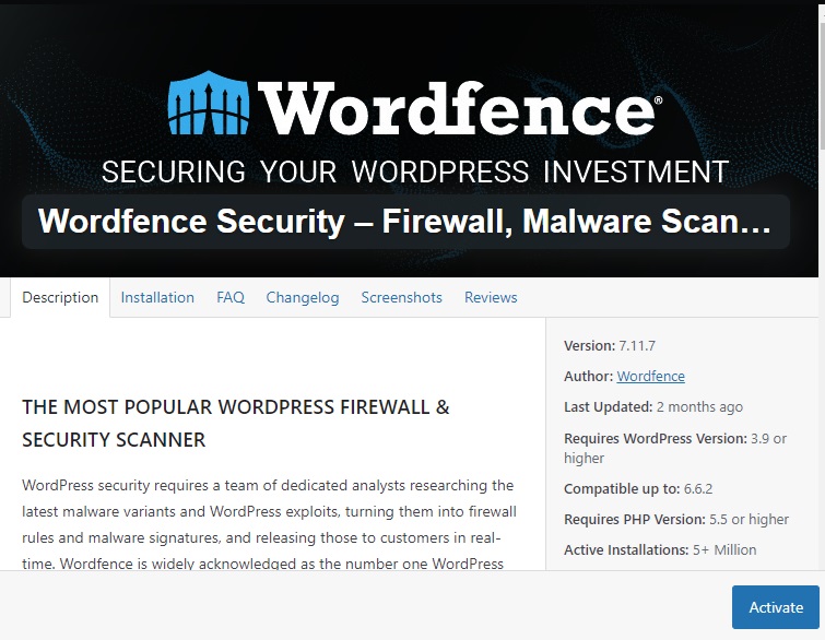 How to Scan Your WordPress Website for Vulnerabilities: Best Practices and Tools 4 wp vulnerabilities wordfence activate