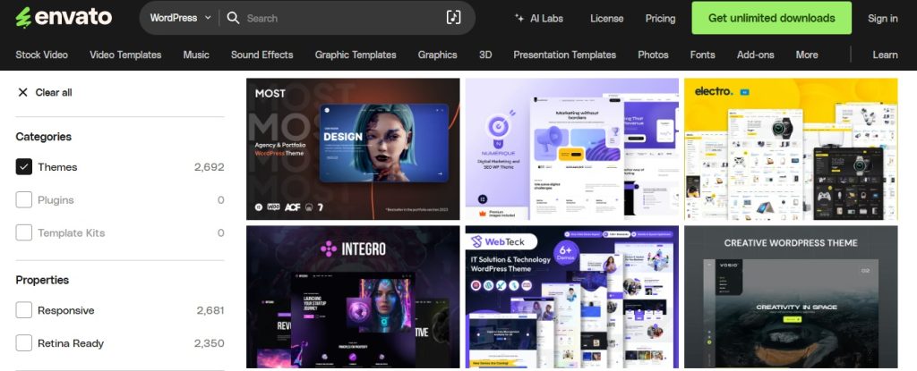 Custom WordPress Development vs. Pre-built Themes: Pros and Cons 2 wp themes envato